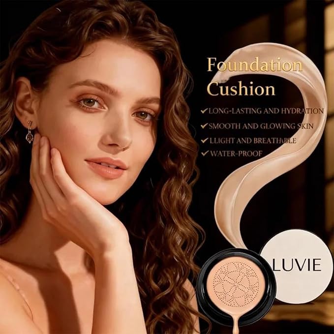 Cushion Foundation, 2026 New Mushroom Head Air Cushion Cc Cream Foundation, Bb Cream Foundations, Makeup Foundation for Older Women, Long-Lasting and Evens for Light/Medium Complexions (Ivory white)