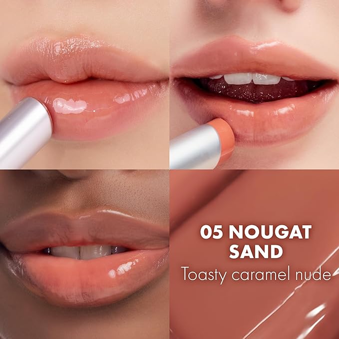 rom&nd GLASTING MELTING BALM 05 Nougat Sand | K-Beauty Juicy Lip Glow for Plump, Hydrated Lips & Buildable MLBB Color