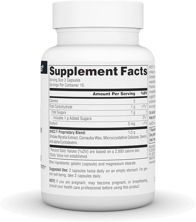 Source Naturals AHCC 750 mg Increases Natural Killer Cell Activity* - 750 mg - 30 Capsules