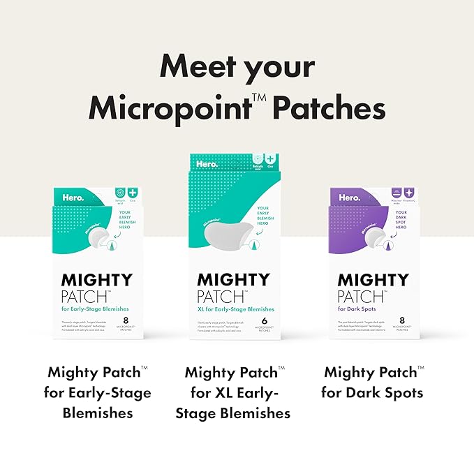 Mighty Patch Micropoint Large Hydrocolloid Pimple Patches for Face Blemishes from Hero Cosmetics, Acne Stickers for Early Stage Zits & Hidden Pimples, 1,385 Proprietary Micropoints, 6 Count