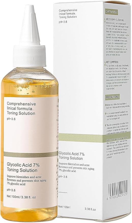7% Glycolic Acid Exfoliating Toner, Gentle Exfoliating Toner, Smooth Skin, Restores Skin Vitality and Refreshing, Hydrating Formula, Pore Minimizer- 100ml/ 3.38 fl.oz.