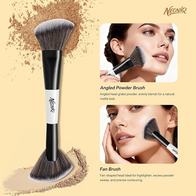 10 PCS Travel Makeup Brush Set With Bag, Makeup Brushes, Double-End Multi-functional Brushes for Foundation Powder Blush Eyeliner Eyeshadows, Professional Face Brush Set（White）