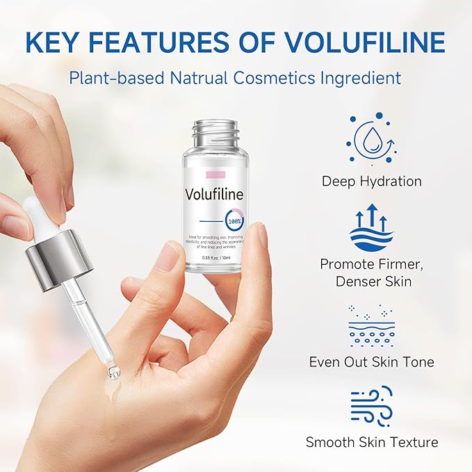 Volufiline Serum, Volufiline Under Eye Serum, Cosmetic Grade Ampoule for Skin Elasticity Improvement, Face & Body Fine Lines, Hydrating Texture, 10ml*2