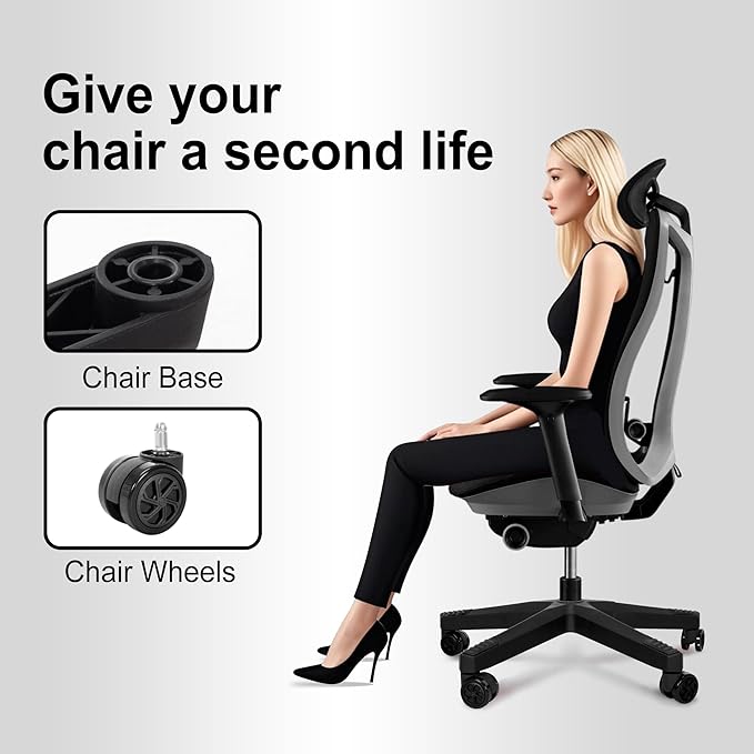 Frassie 28 Inch Heavy Duty Nylon Gaming Office Chair Base Replacement Part with 5 Casters