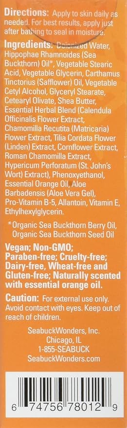 Seabuckwonders Organic Sea Buckthorn Facial Cream, 1 Ounce