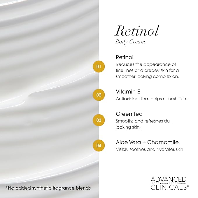Advanced Clinicals Advanced Firming Retinol Body Lotion + Retinol Eye Cream Face Moisturizer With Peptides Anti Aging 2pc Skincare Set For Women & Men, Fragrance Free, 2pc Set