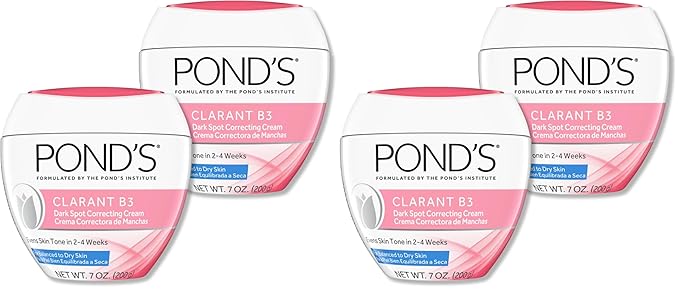 POND'S Clarant B3 Dark Spot Correcting Cream – Daily Moisturizer for Dry Skin – Moisturizing Face Cream with Vitamins B3 & C-– Dermatologist Tested,7 oz,(Pack of 4)