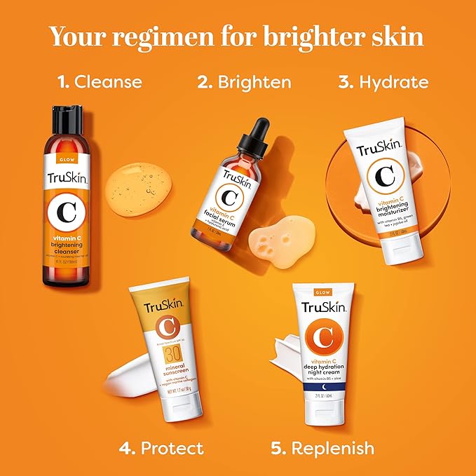 TruSkin Mineral Sunscreen SPF 30 for Face - Zinc Oxide Broad Spectrum Protection with Squalane, Vitamin C & Marine Collagen - Reef-Safe Mineral Face Sunscreen for Sensitive Skin, 1.7 fl oz