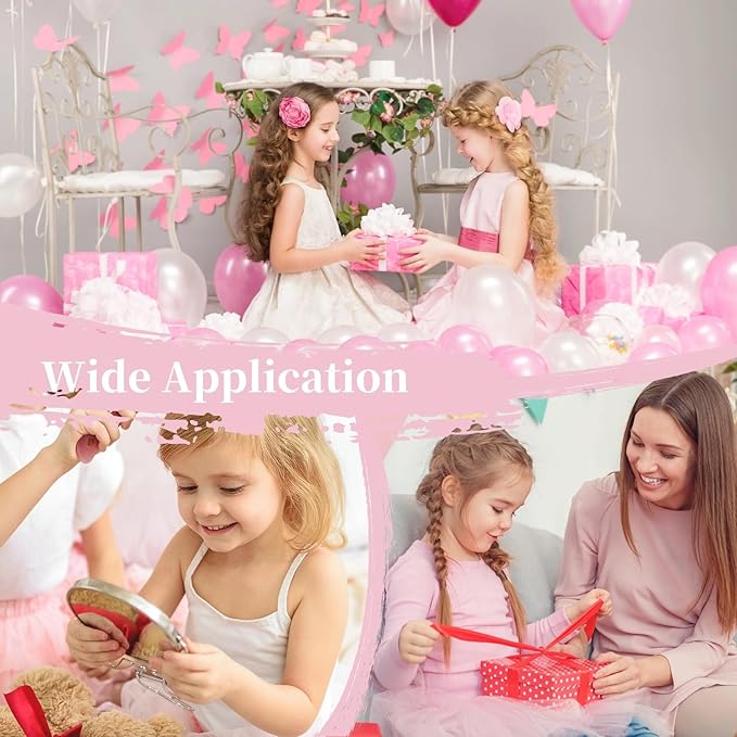 48 Pcs Pink Party Favors, Pink Makeup Party Supplies, Including Hair Brushes, Elastic Scrunchies, Pocket Cosmetic Mirrors, and Organza Bags, Makeup Brush Accessories (48PCS)