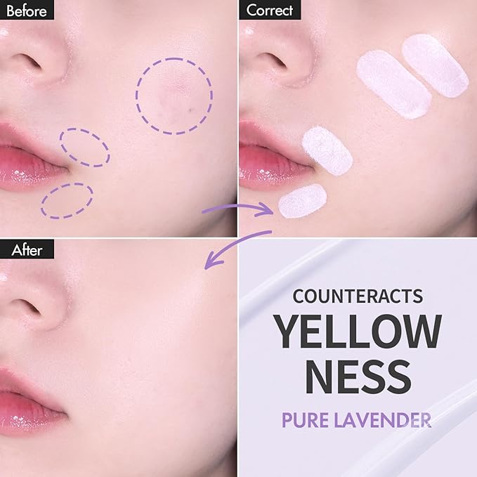 LUNA Long Lasting Corrector 02 Pure Lavender, Color Corrector, Yellowness & Dullness, Lightweight, Natural Coverage, Ideal for Fair to Light Skin, 0.22oz