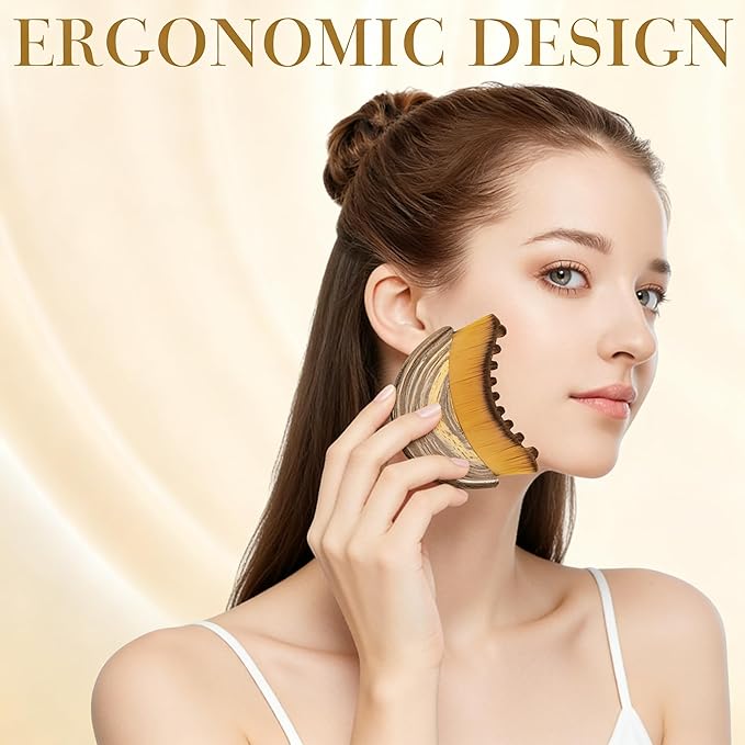 Lymphatic Contour Face Brush - Ultra-Soft Facial Dry Brush for Lymphatic Drainage & Jawline Sculpting, Gentle Face Massager Tool for Puffiness Reduction, Skin & Glowing Complexion