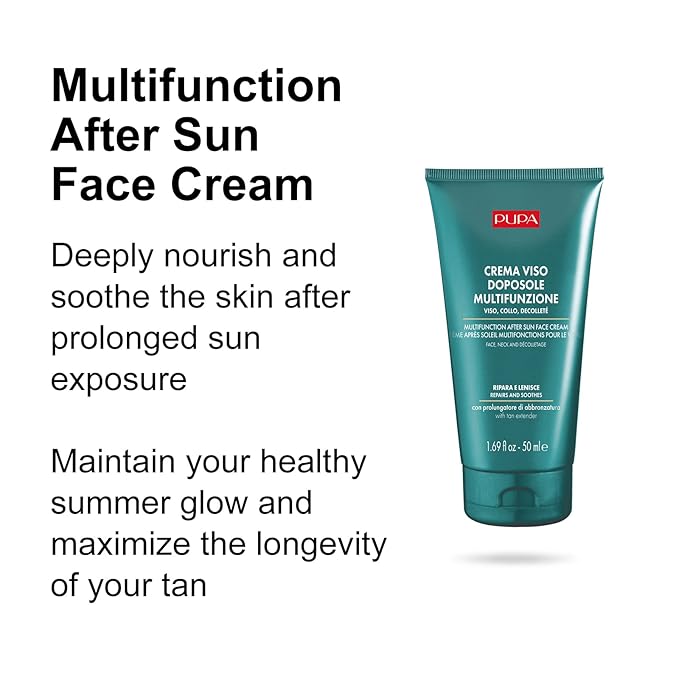 Pupa Milano Multifunction After Sun Face Cream - Refreshing and Soothing Repairing Mask - Fast-Absorbing and Quenches the Skin - Provides Relief and Prevents Peeling - 1.69 Oz