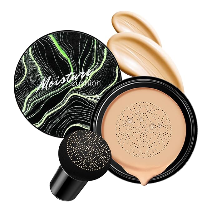 Mushroom Head Air Cushion CC Cream - BB Cream Face Makeup for Mature Skin, Moisturizing Cover Balm Foundation & Long-Lasting Color Correcting Concealer, Even Skin Tone for All Skin (Natural)