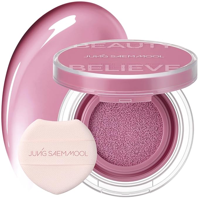 JUNG SAEM MOOL Artist Cushion Blush | Easy to Blend with Puff, Buildable Liquid Blush for Cheeks with a Natural & Dewy Finish, Korean Makeup (Dewy | Blooming Pansy)