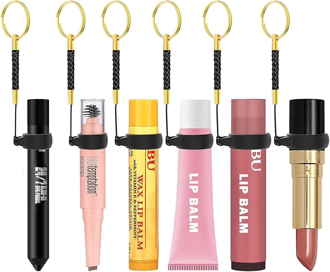 WK IEASON Lip Balm Holder for Chapstick Lipstick Lip Gloss Keychain, Small Christmas Gifts Stocking Stuffers for Teen Girls