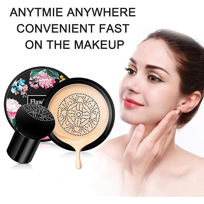Mushroom Head Air Cushion BB Cream,Concealer Lasting Nude Makeup Moisturizing Pigment CC Liquid Foundation, Even Skin Tone Makeup Base Primer（Natural）