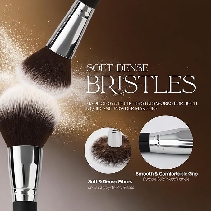 Makeup Brushes Set Professional & Beginner Friendly with Uniquely Designed Case, Soft Synthetic Bristles for Foundation Contour Blush Concealer Highlight Blending Eyeshadow, 12Pcs(Dark Black)