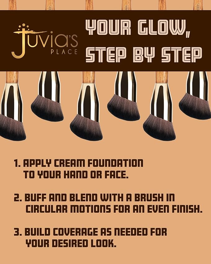 Juvia's Place BRONZED J302 Cream Foundation Brush - Dense Soft Bristles for Smooth Blending, Airbrushed Finish - Ergonomic Handle for Precision Contour - Foundation, Cream, Liquid & Mousse Formulas