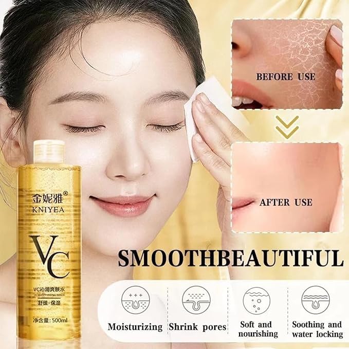 VC Toner Korean, 500 ml (17.6 fl oz)- Kniyea VC Toner Intensive 𝐖𝐡𝐢𝐭𝐞𝐧𝐢𝐧𝐠, Hydrating with Hyaluronic & Centella Asiatica– Minimizes Pores & Soothes Dry (500ml)