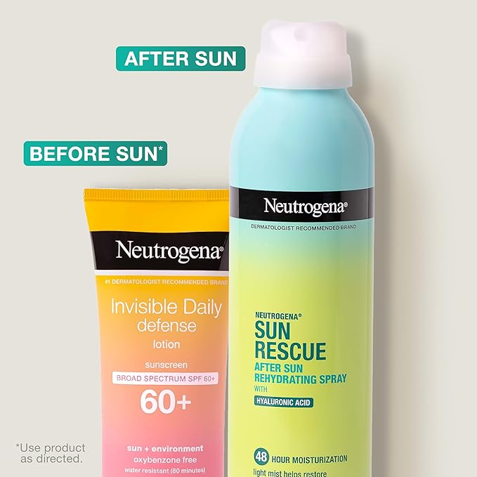 Neutrogena Sun Rescue After Sun Rehydrating Spray with Hyaluronic Acid, Vegan and Lightweight 48-Moisturizing Skin and Body Mist, Non-Comedogenic Hydration, 6.7 Oz