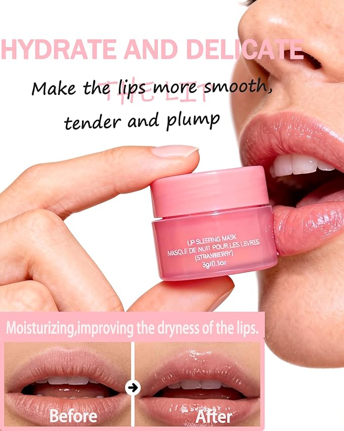 Lip Sleeping Mask Set,5 Pcs Moisturizing Lip Balm for Repair Dry Cracked Lips,Deep Hydrating Overnight Lipgloss Day&Night Non-Sticky Lips Primer Moisturizer Balms,Women Lipoil Care Christmas Gift