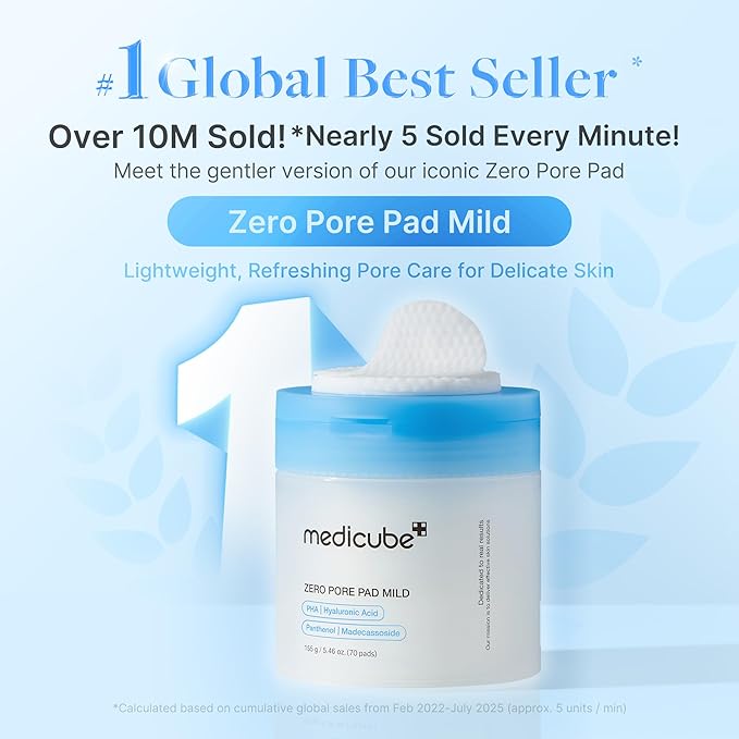 medicube Cleanse & Swipe Duo for Delicate Skin: Zero Pore Pad Mild and Zero Foam Cleanser | Gentle Exfoliation and Deep Cleansing Set for Clear, Smooth, and Hydrated Skin