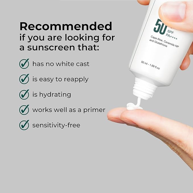 P.CALM Water Barrier Moisturizing Sun Cream Matte-Finish No White Cast SPF 50+ PA++++ Vegan Calming Moisture Daily Sunscreen for Dry Oily Sensitive Skin Korean Skincare