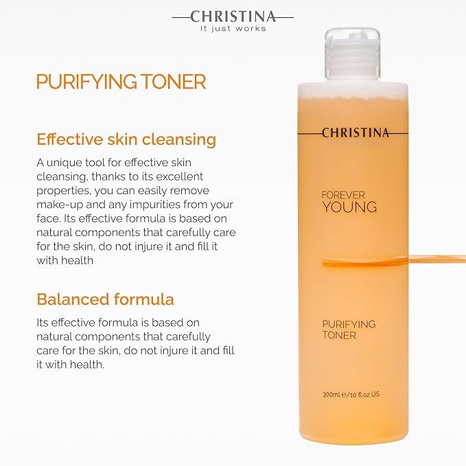 Christina - Forever Young Purifying Toner - Hydrating Facial Toner for Oily & Dry Skin - Cleanses and Removes Excess Oil - pH-Balancing Astringent with Witch Hazel & Quillaja - Alcohol-Free - 300ml