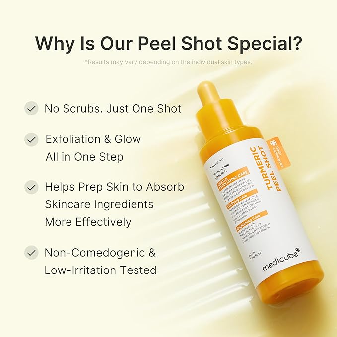 medicube Dual Peel Shot Exfoliating Duo: Hypochlorous Acid and Turmeric Facial Peel Shots | Targeted Pore, Excess Sebum & Texture Care | Soothing & Calming with HOCI & Turmeric | Hydrating Glow Care