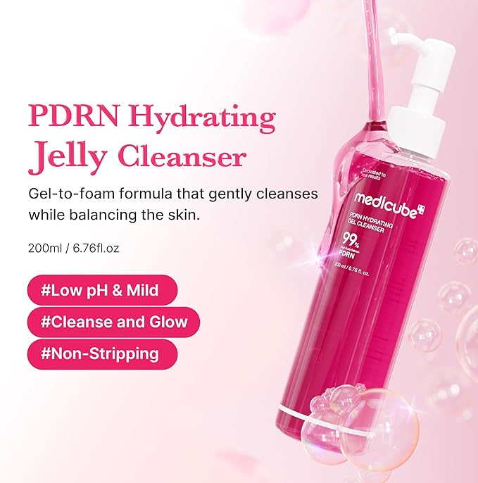 PDRN Soothing Care Duo: Salmon DNA Pink Collagen Jelly Pad and PDRN Jelly to Foam Cleanser | Gentle but Powerful Cleanser and Toner Pad for Radiant, Balanced Skin