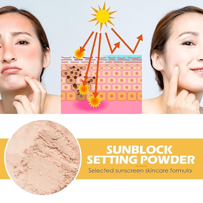 Powder Sunscreen for Face,Mineral SPF 50 PA+++ Sunscreen Powder, Lasting Lightweight Breathable for All Skin
