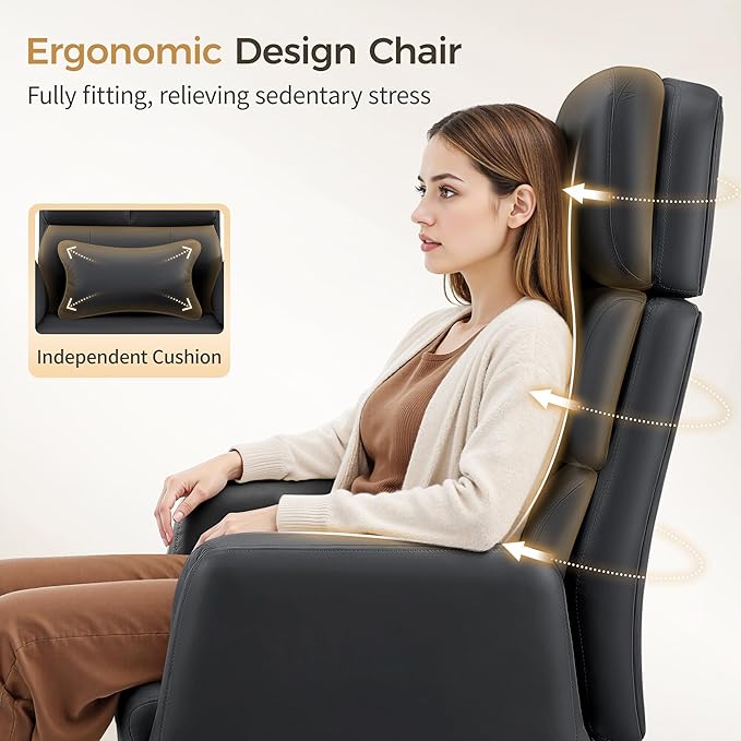 Big and Tall Office Chair 500LBS, Ergonomic High Back Leather Executive Chair, Reclining Swivel with Adjustable Armrests Lumbar Support Footrest, Cross Legged, Black