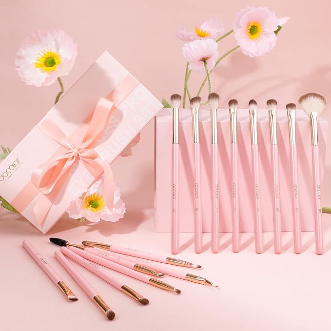 Docolor Eye Makeup Brushes 15Pcs Eyeshadow Brush Set with Soft Synthetic Hairs Professional Eye Shadow Blending Concealer Eyebrow Eyelash Eye Liners Premium Eye Make Up Brushes Set (Pink)