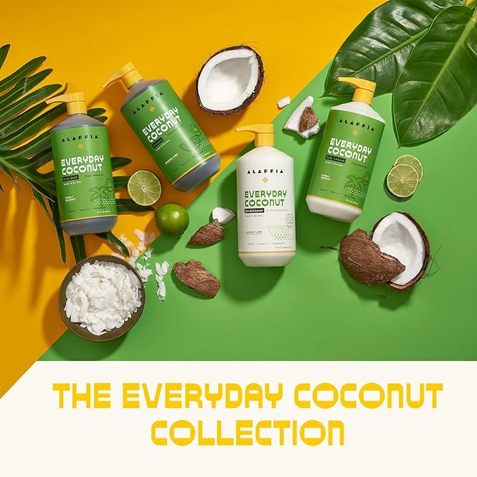 Alaffia Everyday Coconut Hydrating Body Lotion, Normal to Dry Skin, Moisturizing Oil is Support for Soft & Supple Skin, Purely Coconut, 2 Pack - 32 Fl Oz Ea