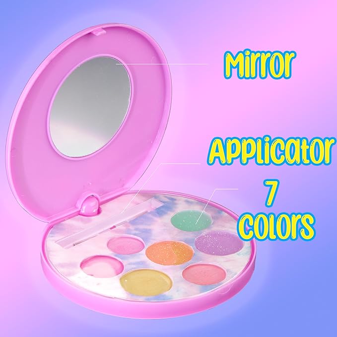Girl Glitter Lip Balm Compact - Fruit Flavored Gloss Safe Non-Toxic Set Girls Gift, Kids Makeup Favor, Travel Size Cosmetic Assortment
