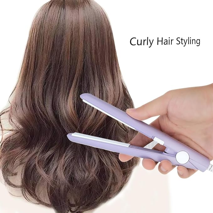 Mini Hair Straightener，2 in 1 Straight and Curly 100-240V 20W Tourmaline Ceramic + Plastic，Mini Flat Iron Small Mini Straightener Flat Iron for Travel, Dormitory or Home (US Plug)