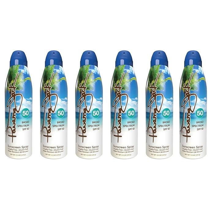 Panama Jack Continuous Spray Sunscreen - SPF 50, Broad Spectrum UVA/UVB Protection, PABA, Paraben, Gluten & Cruelty Free, Water Resistant (80 Minutes), 5.5 OZ (Pack of 6)