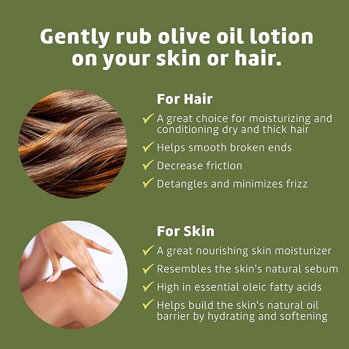 De La Cruz 100% Pure Olive Oil Expeller Pressed for Hair and Skin Lightweight Hair Oil and Moisturizer for Dry Skin and Beauty 2 Fl Oz (2 Bottles)