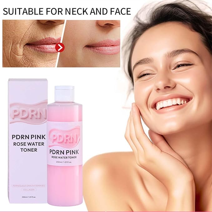PDRN Pink Rose Water Toner Hydrating Soothing Facial Care with Hyaluronic Acid, Barrier Support, Even Tone, Pore Refining, Soft Glow Skin Alcohol-Free Formula for All Skin Types 8.45oz (1)