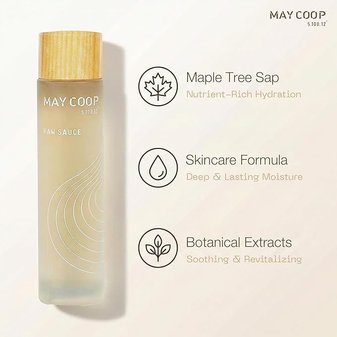 May Coop Raw Sauce Moisture Essence Toner | Korean Hydrating Face Toner for Dry & Sensitive Skin | Rice Water, Centella Asiatica & Birch Bark | Fast-Absorbing Skincare Formula, 1.35 fl. oz.