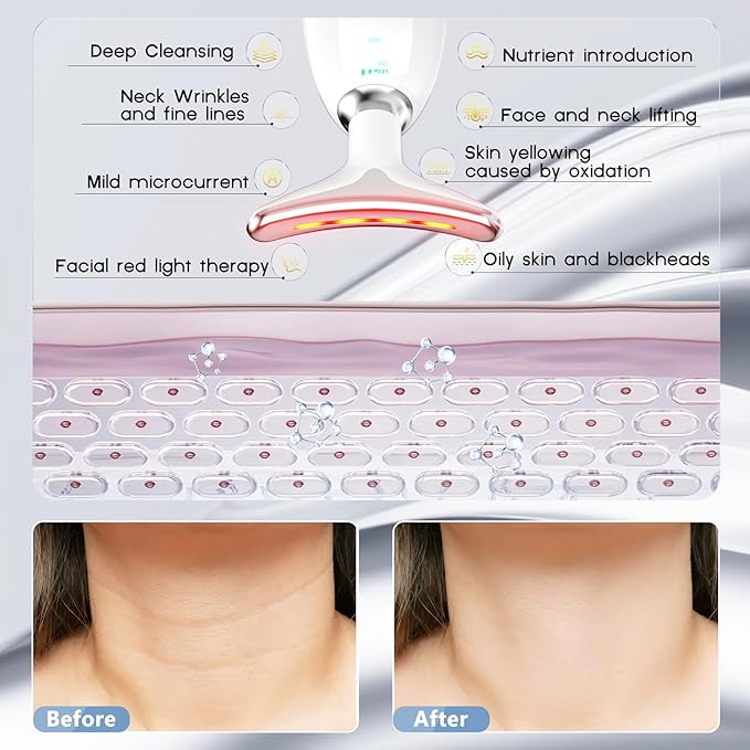 7 in 1 Face Massager Tool, Red Light Therapy for Face and Neck, Red Light Therapy Wand, Face Neck Sculpting Tool for Skin Care