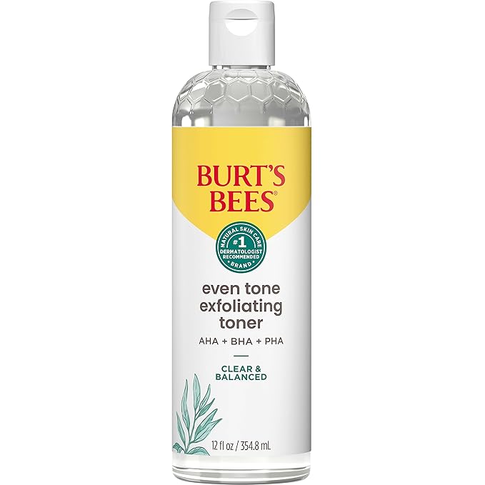 Burt's Bees Clear and Balanced Even Tone Liquid Face Exfoliator, Gentle Exfoliator Reduces Look of Pores and Improves Uneven Pigmentation, 12 Oz