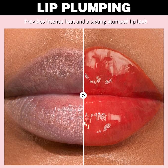 Erinde Lip Plumper Gloss, Natural Ginger Lip Plumping Booster, Ultra-Hydrating & Nourishing Plump Lip Plumper, Glossy Finish Fuller Lip Plumping Oil for Women Girls, G02