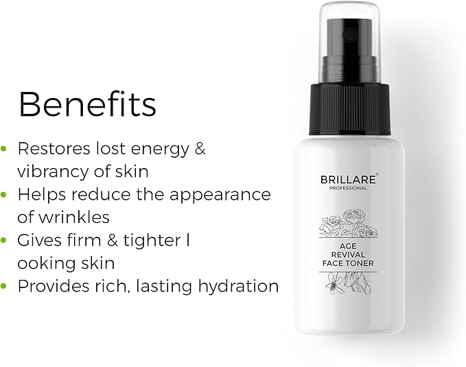 Brillare Age Revival 100% Natural Face Toner with Hyaluronic Acid, Rose and Sandalwood (50 ML), Zero Chemicals