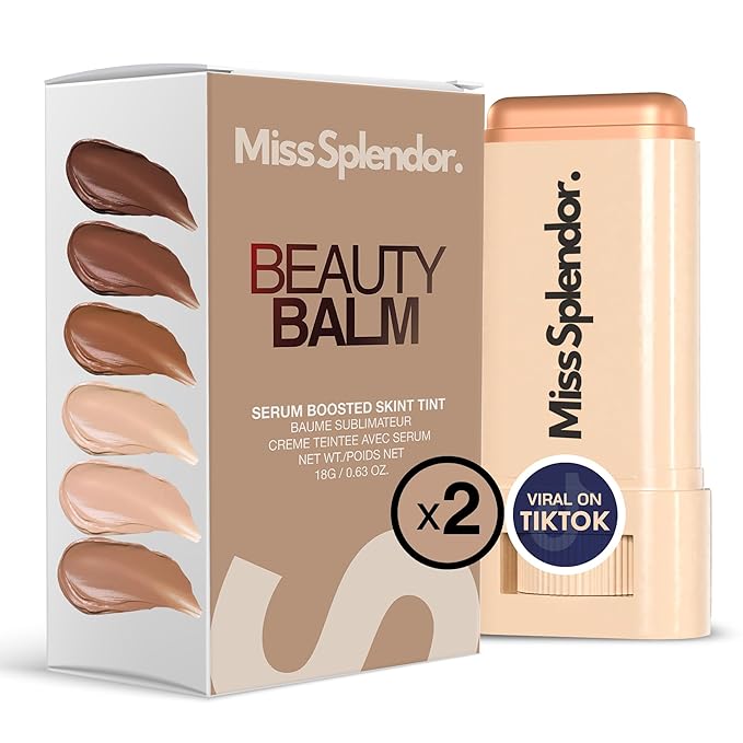 Beauty Balm Skin Tint 2 Pack– (Shade 1) Serum-Boosted Skin Tint Stick for Black Women, Hybrid Foundation & Skincare, Splendor Skin Tint, Sheer-to-Light Buildable Coverage