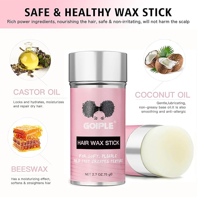 Goiple Wax Stick - Long-Lasting Styling Wax Pomade (2.7+0.56 oz) for Hair