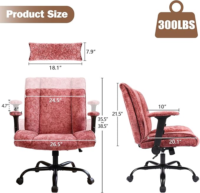 Criss Cross Chair with Wheels & Flip Arms, Wide Cross Legged Office Chair with Adjustable Tilt Criss-Cross Desk Chair with Lumbar Support for Home Office, Bedroom, Apartment Red