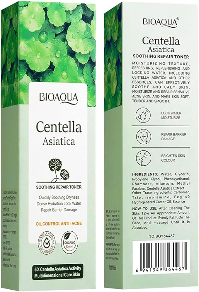 BIOAQUA Centella Asiatica Soothing Dryness Repair Toner Hydration Oil Control Anti-Acne Moisturizing Skincare 120ml/4.06fl.oz