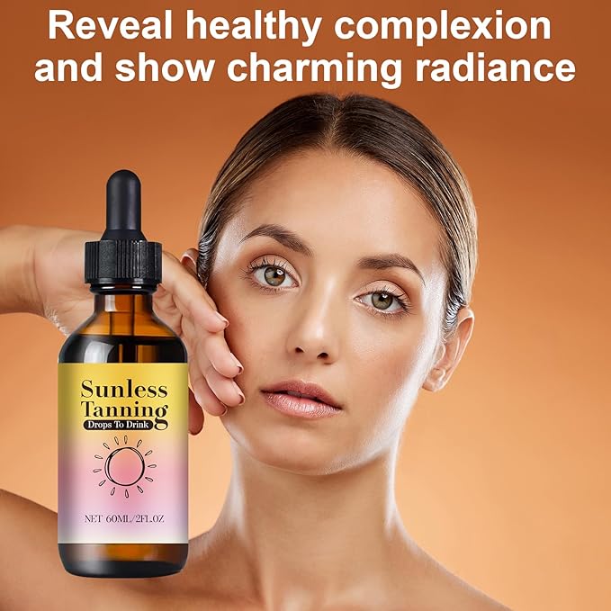 Sunless Tanning Drops to Drink, 60ML Promotes Skin Health and Pigmentation, Natural Sunless Self Tanner for Radiant Skin Tone, Nourishing And Moisturizing, No Sun Exposure Needed - 1 PCS