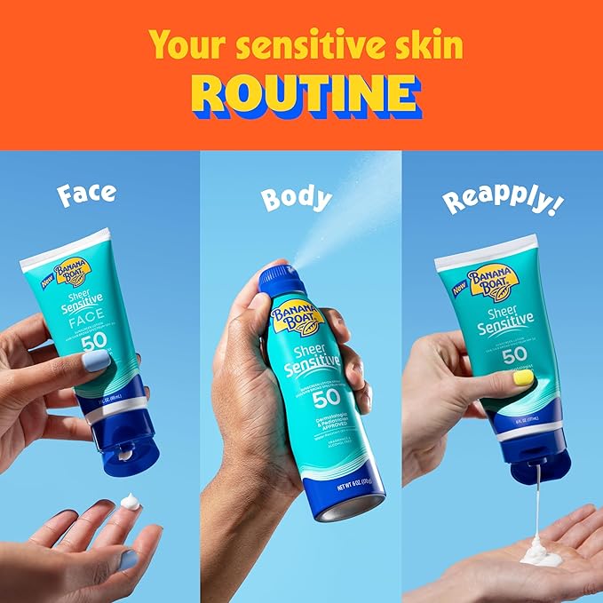Banana Boat Sheer Sensitive Face Lotion, SPF 50, 3oz